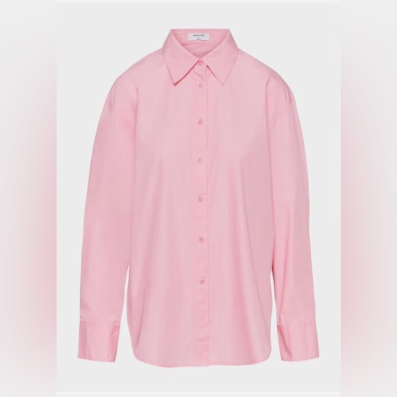 Aritzia Tops - Aritzia BABATON Daisy Pink Essential Oversized Poplin Button Up Top Size Small